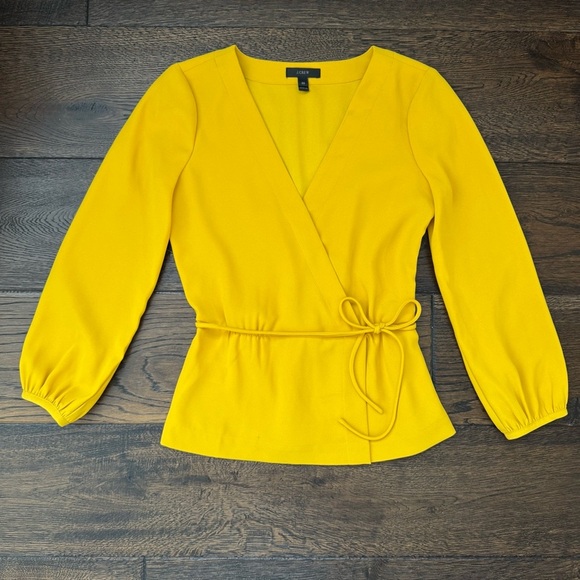 J. Crew Vibrant Yellow Wrap Blouse - Picture 1 of 6